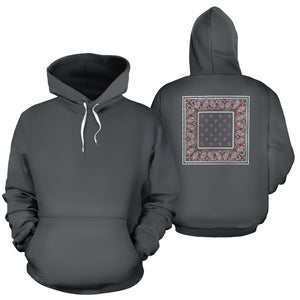 gray and red bandana pullover hoodie 