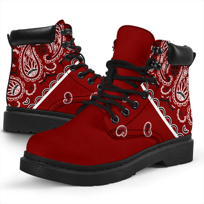 Maroon Red Bandana All Season Boots
