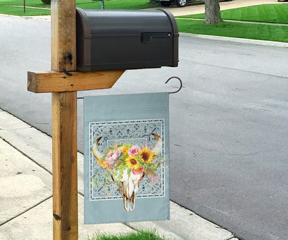 Blue Bandana Cow Skull Home and Garden Flags