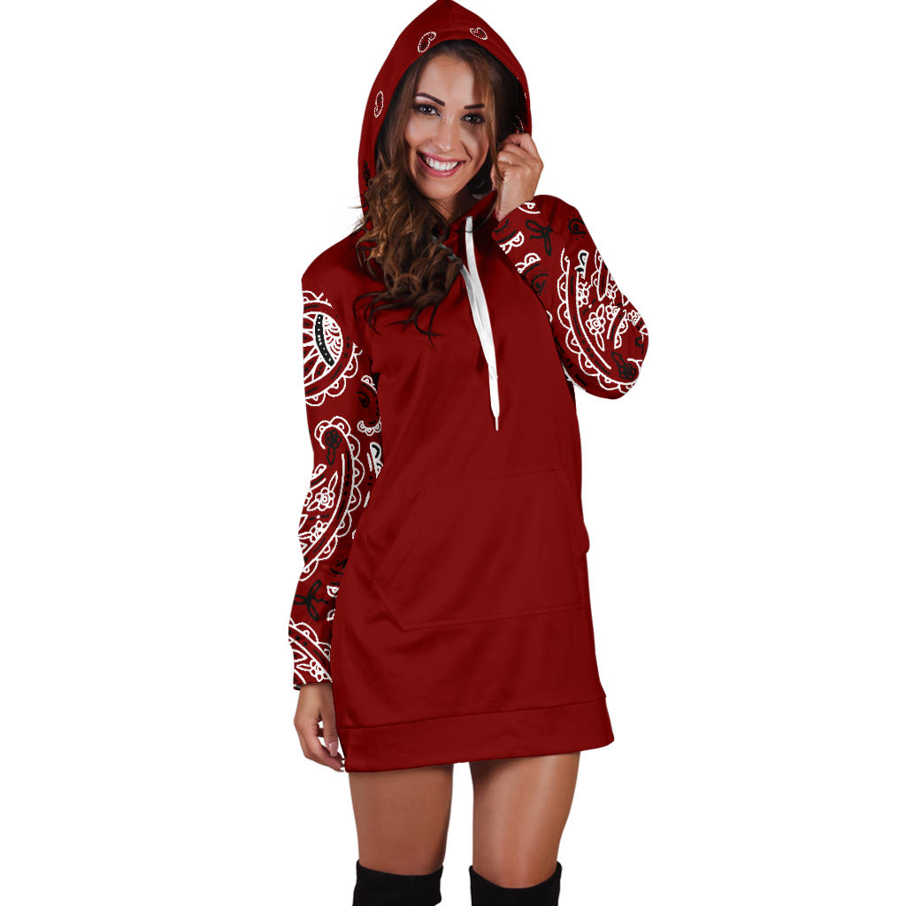 Maroon Bandana Hoodie Dresses