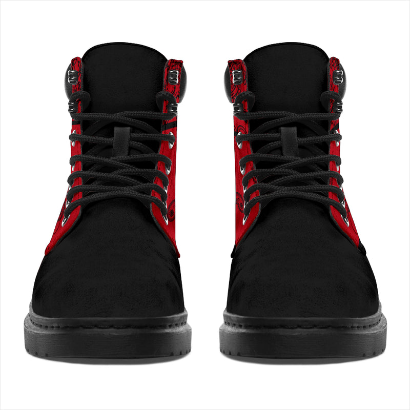 Red and Black Bandana Blackout All Season Boots