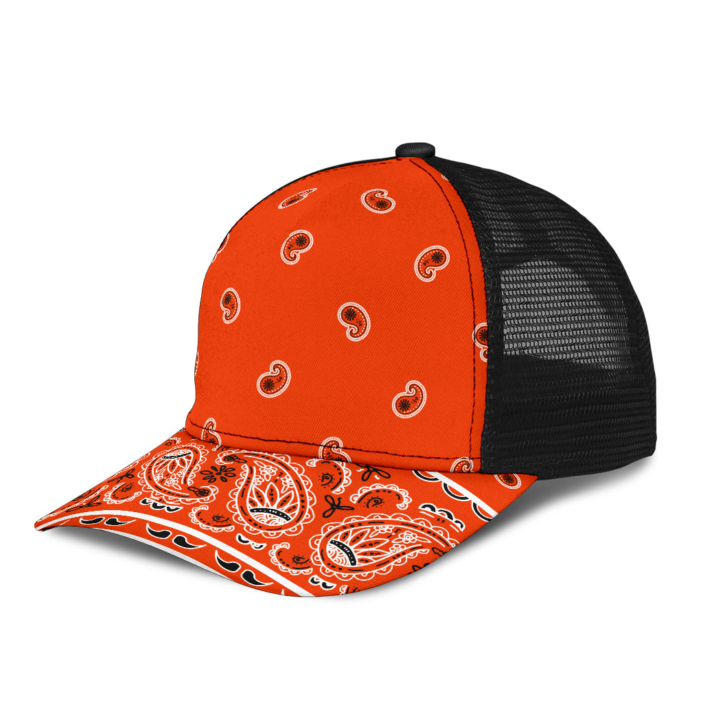 orange bandana mesh back hat