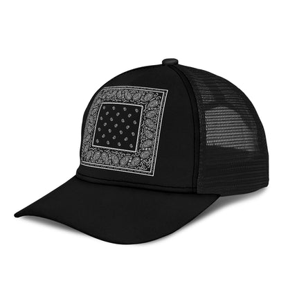 Black Bandana Simple Mesh Back Cap