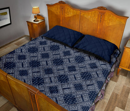 Quilt Set - Navy and White Bandana DB Quilt w/Shams