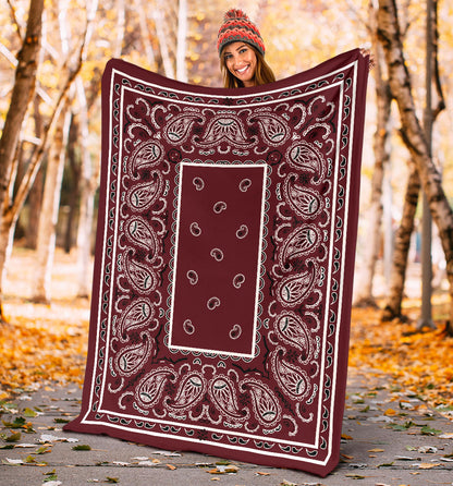 Ultra Plush Burgundy Bandana Blanket