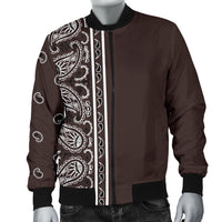 Asymmetrical Coffee Brown Bandana Men's Bomber Jacket