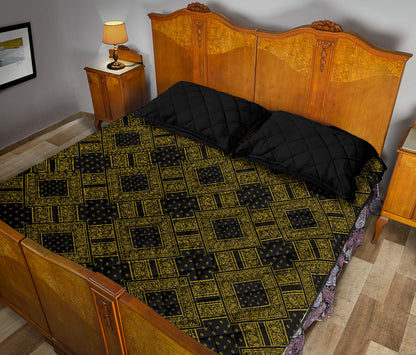 Quilt Set - Black Gold Bandana DB Quilt w/Shams