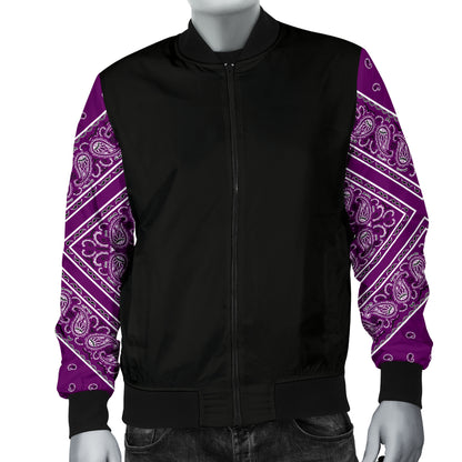Men's Wild Plum Bandana Sleeved Bomber Jacket