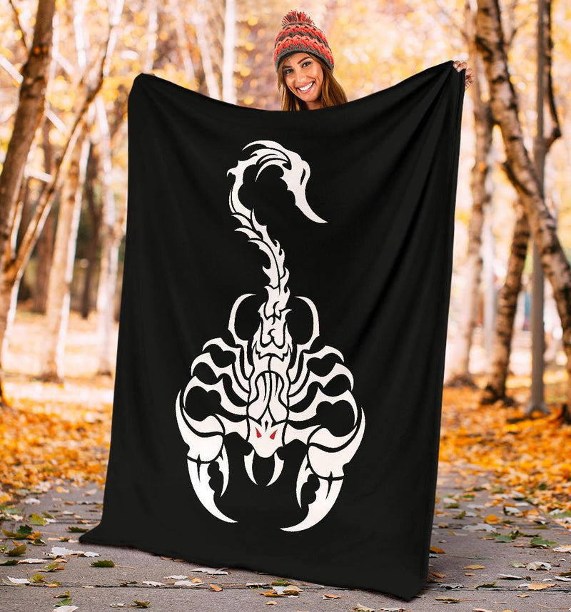 Black and White Scorpion Tribal Fleece Throw Blanket