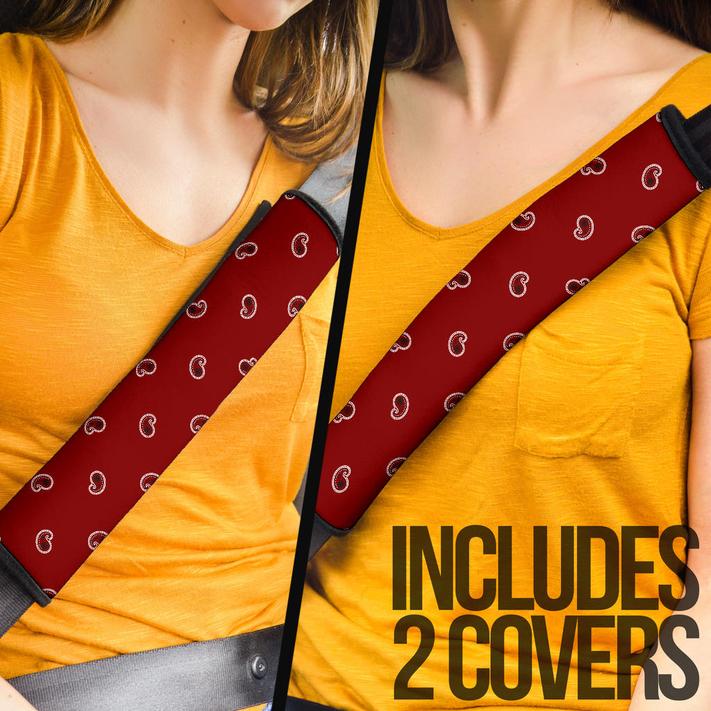 Maroon Red Bandana Seat Belt Covers - 3 Styles