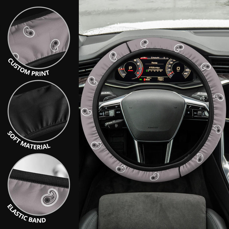 Classic Gray Bandana Steering Wheel Covers - 3 Styles