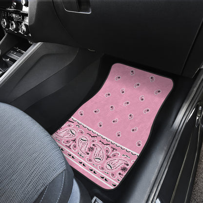 Dual Light Pink Bandana Car Floor Mats - Fancy