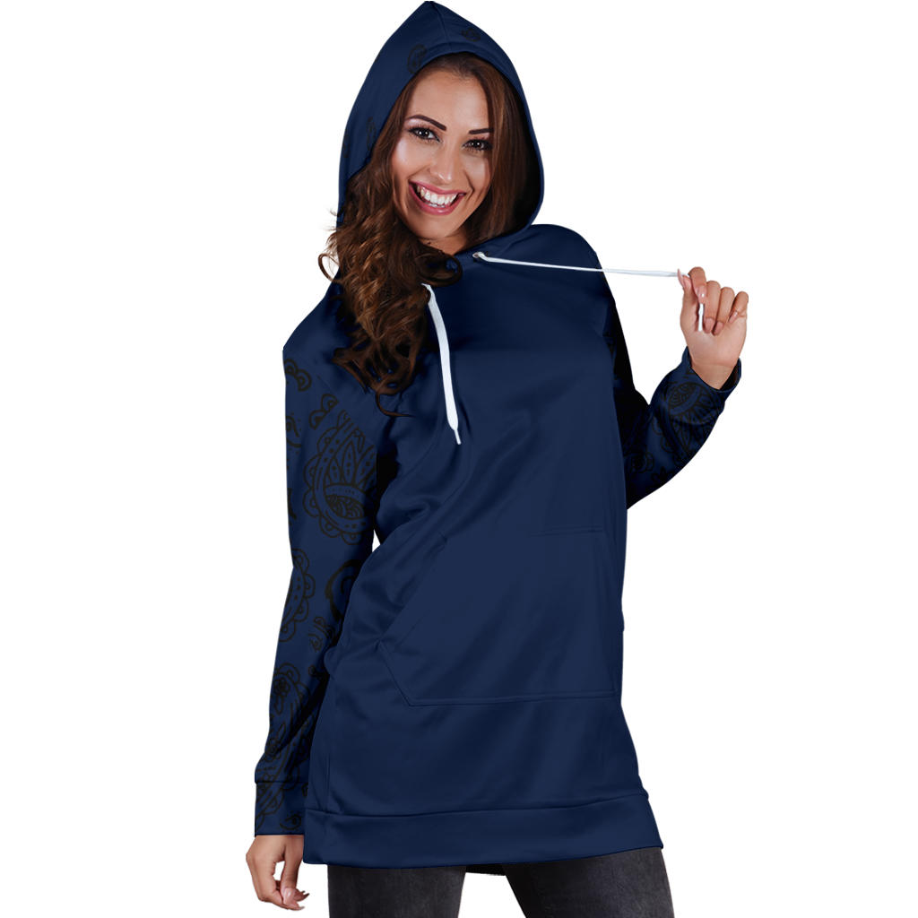 Navy and Black Bandana Hoodie Dress Front
