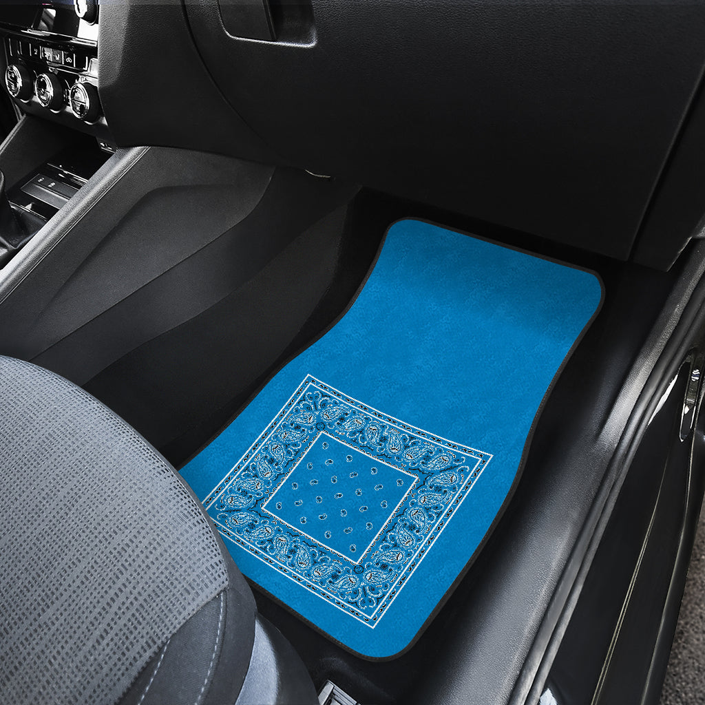 Quad Sky Blue Bandana Car Mats - Minimal