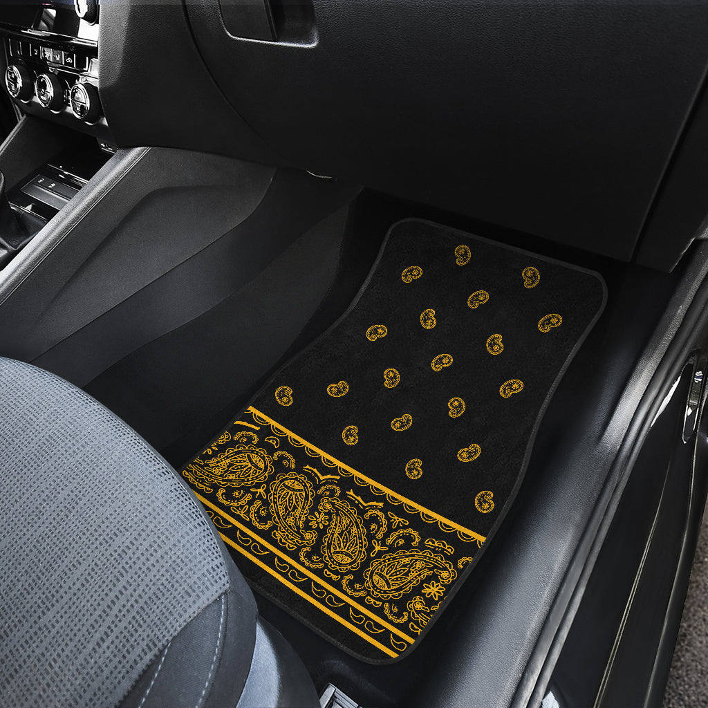 Dual Black Gold Bandana Car Mats - Fancy
