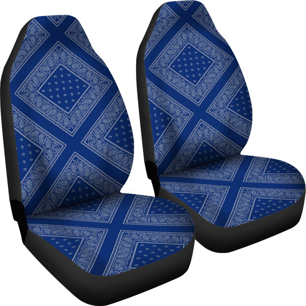 Blue and Gray Bandana Car Seat Covers - Diamond