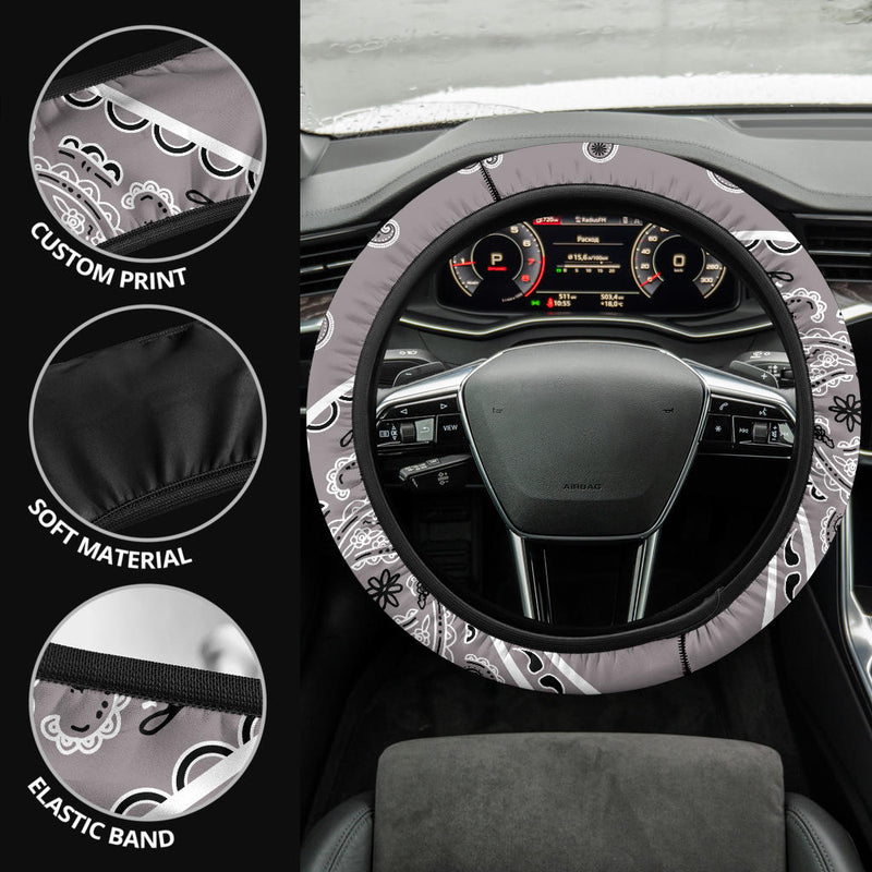 Classic Gray Bandana Steering Wheel Covers - 3 Styles