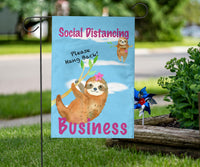 Funny Social Distancing Sloth Flag Sign for Businesses