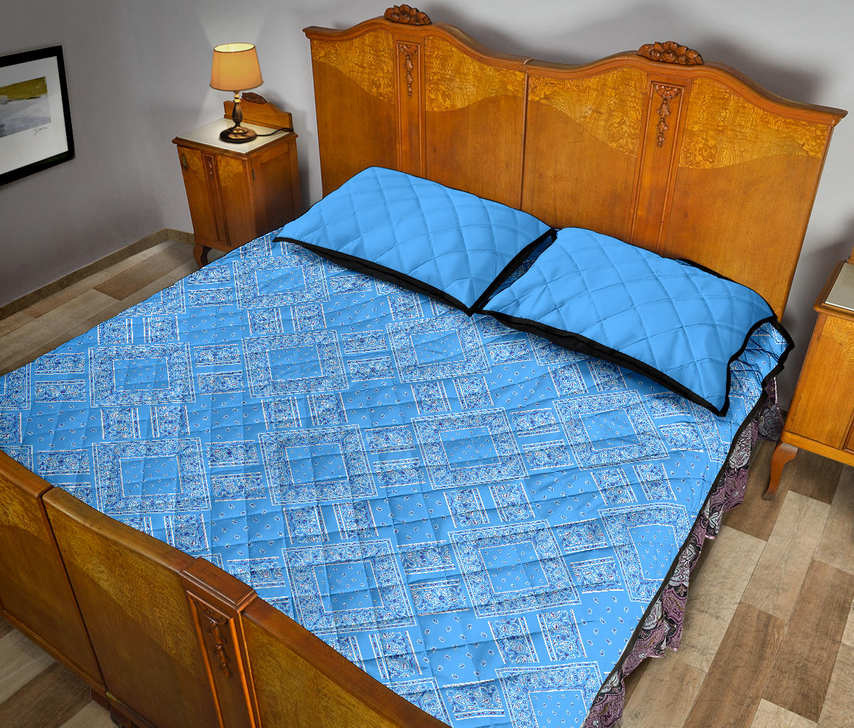 Quilt Set - Lt Blue Bandana DB Quilt w/Shams