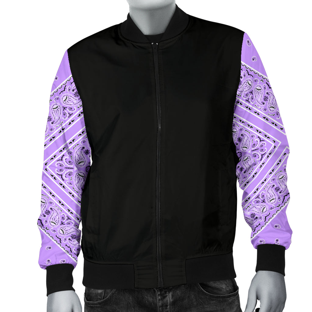 Men's Lilac Bandana Sleeved Bomber Jacket