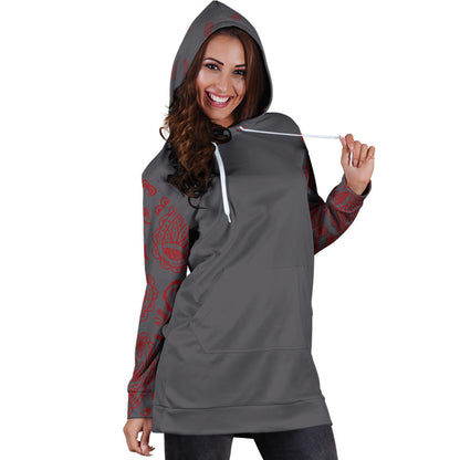 Gray and Red Bandana Hoodie Dresses