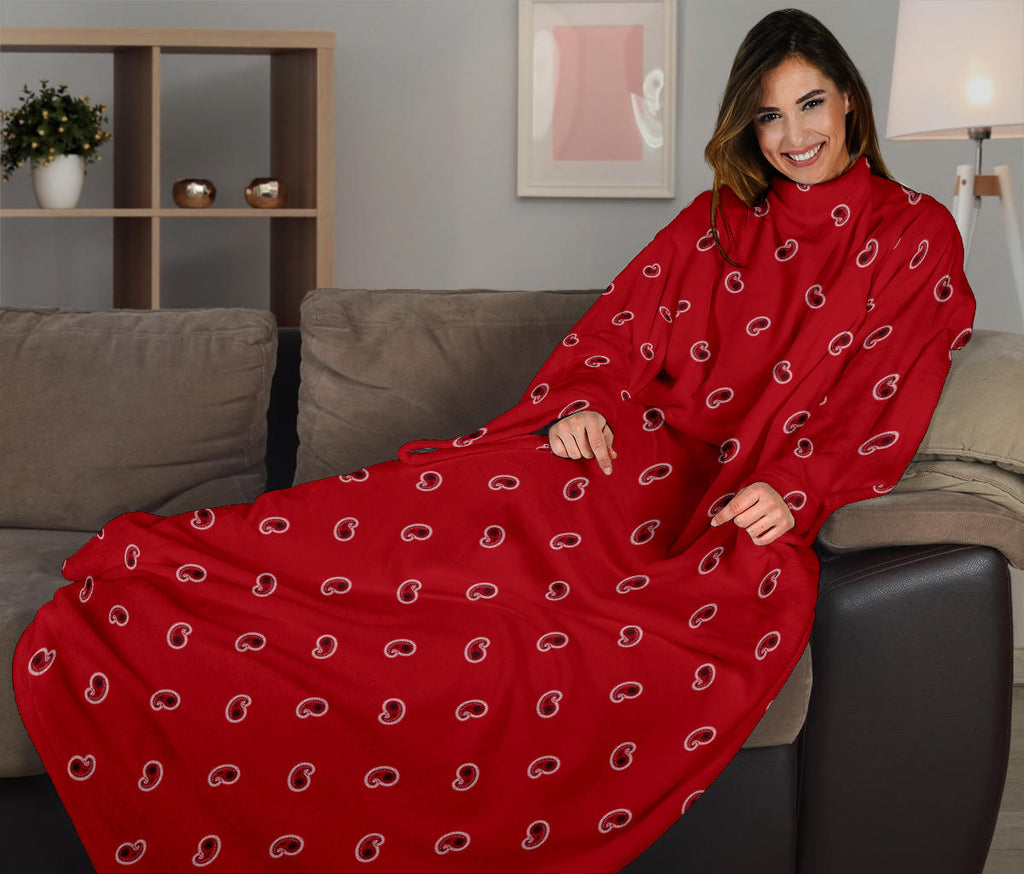 funny red paisley sleeved blanket
