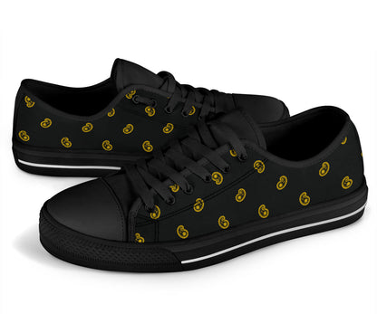 Canvas Low Top Sneakers - Black and Gold Paisley