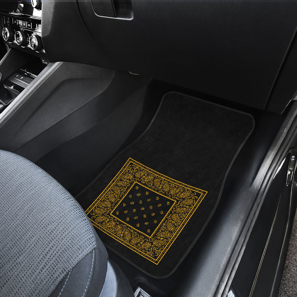 Quad Black Gold Bandana Car Mats - Minimal
