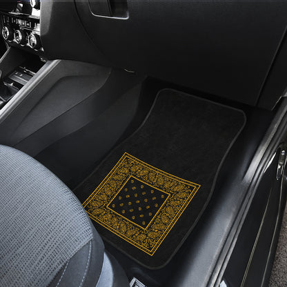 Quad Black Gold Bandana Car Mats - Minimal