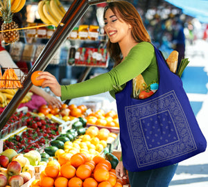Blue and Gray Bandana Reusable Grocery Bag 3-Pack