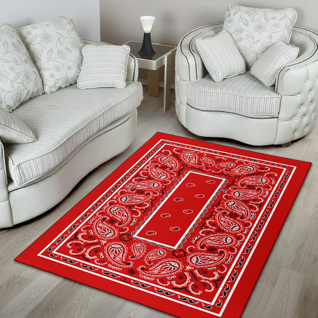 Western Red Bandana Area Rug - Fitted