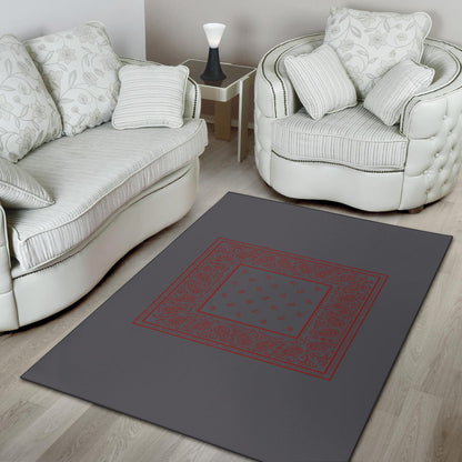 Gray and Red Bandana Area Rugs - Minimal