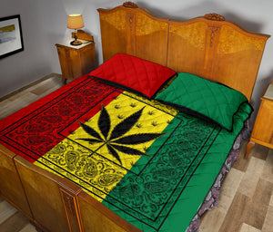 Rasta Pot Leaf Bandana Bed Quilts with Shams