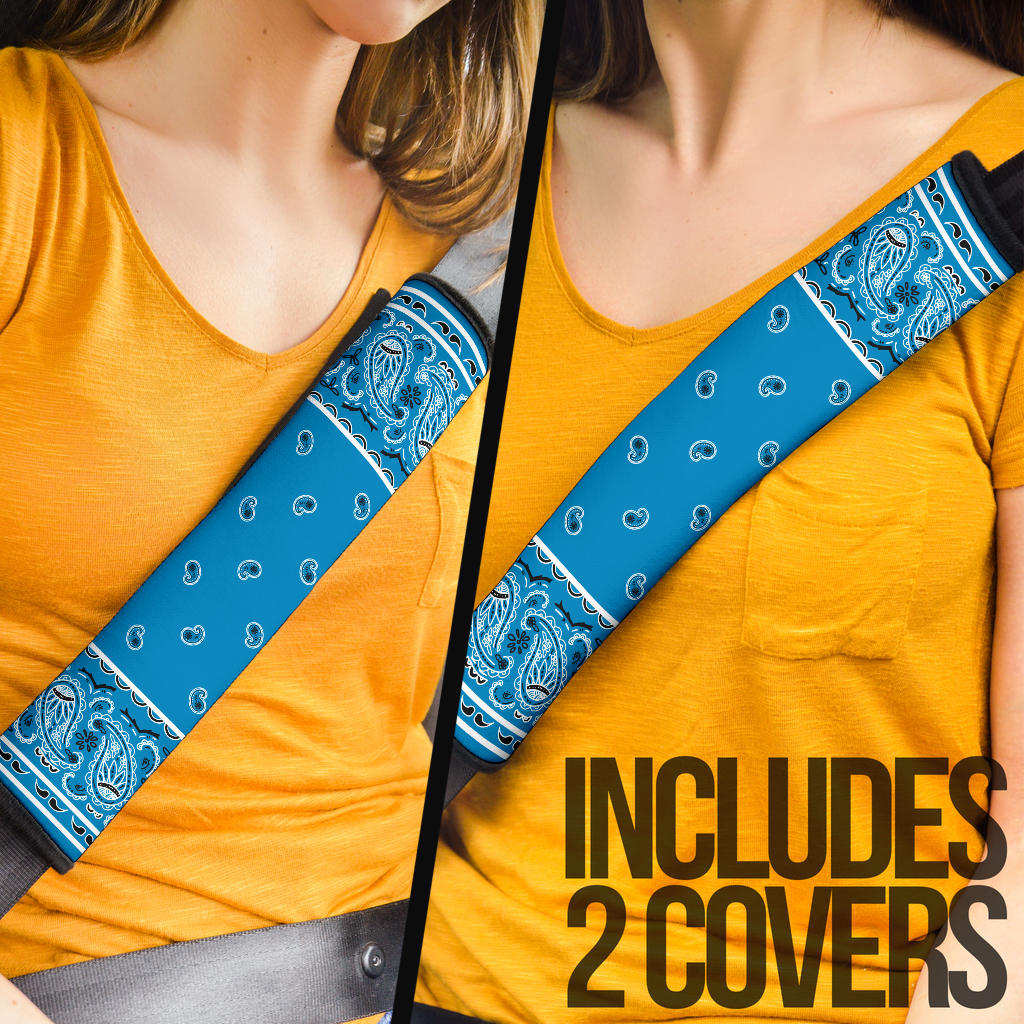 Sky Blue Bandana Seat Belt Covers - 3 Styles