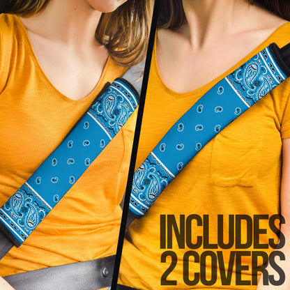 Sky Blue Bandana Seat Belt Covers - 3 Styles