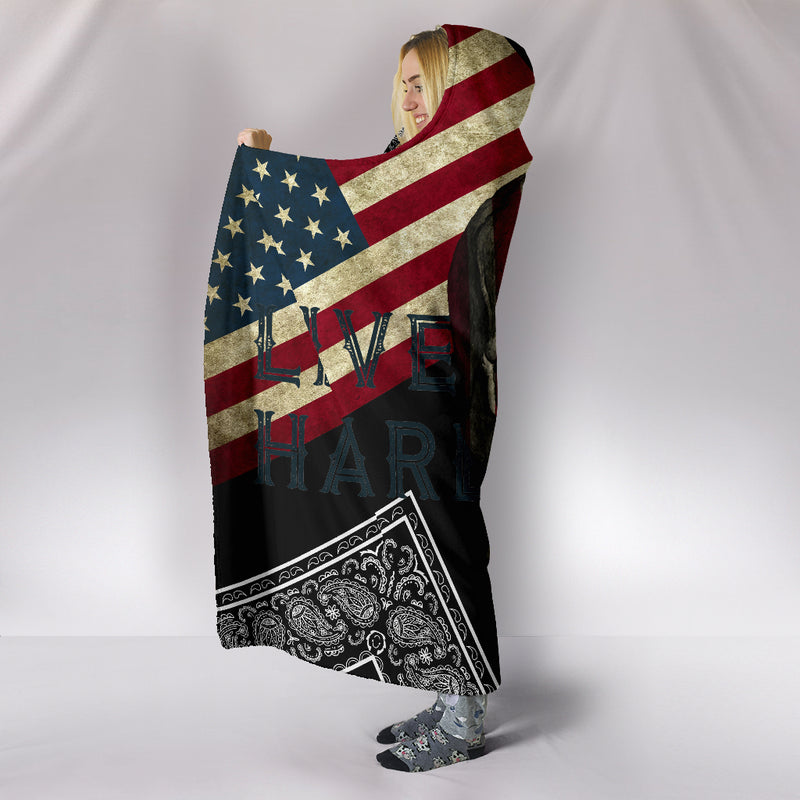 Ultimate Live Hard American Flag Hooded Blanket
