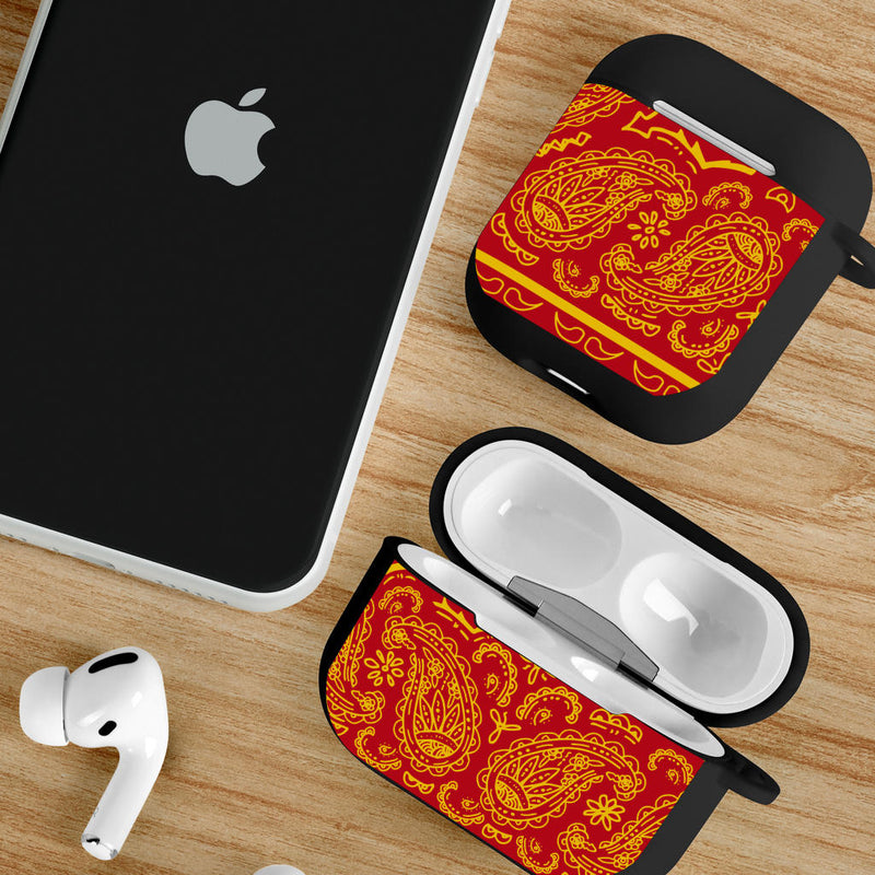 red and gold bandana AirPod case cover