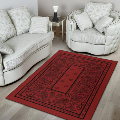 Red with Black Bandana Area Rugs - Fitted