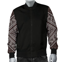 Men's Coffee Brown Bandana Sleeved Bomber Jacket