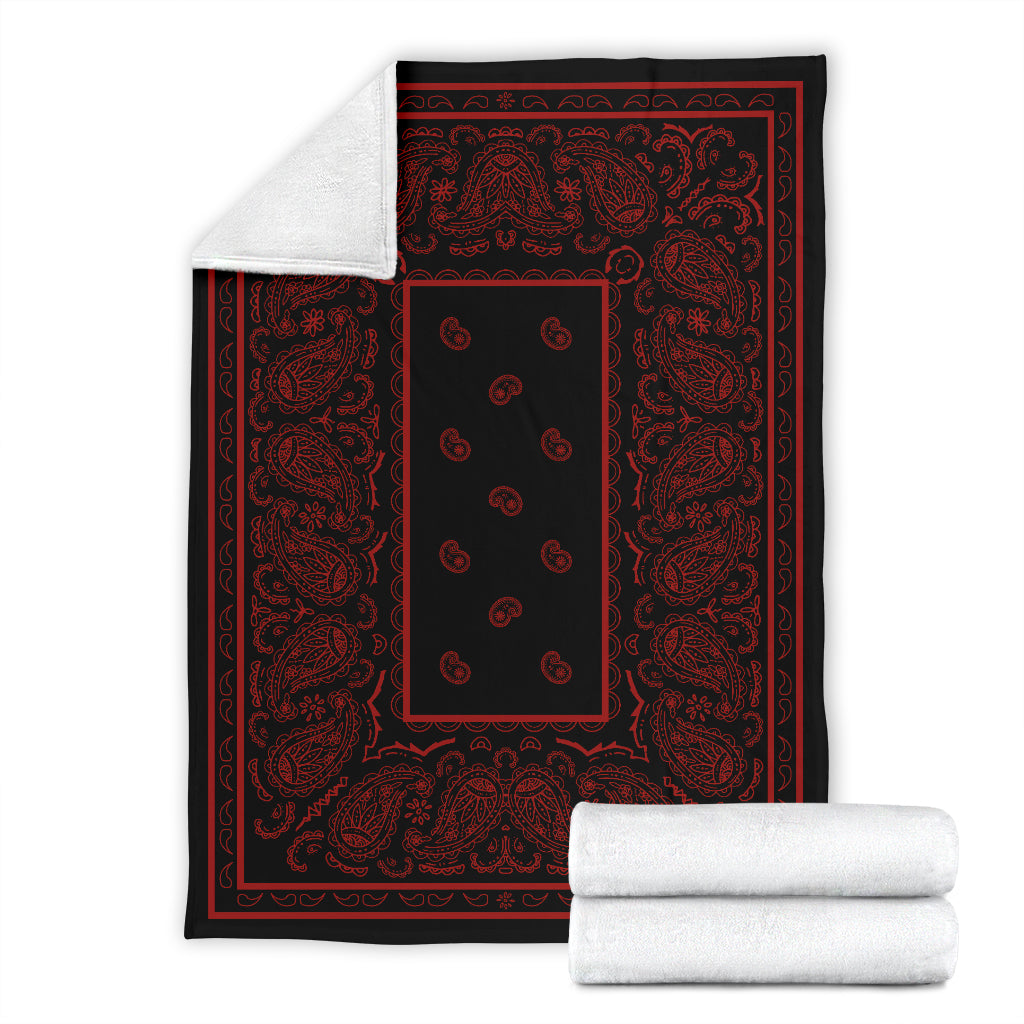 Black with Red Bandana Fleece Throw Blanket