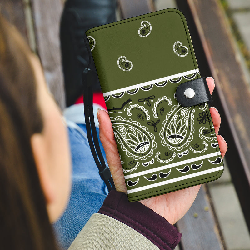 Classic Army Green Bandana Phone Case Wallet