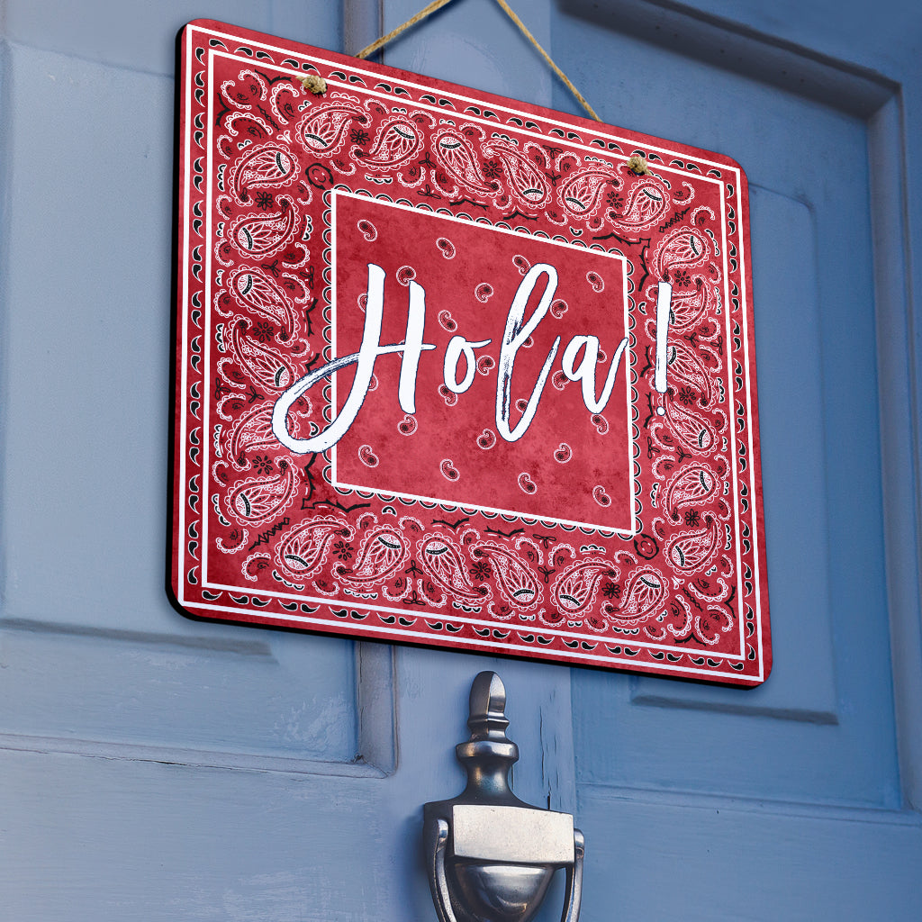 Red Denim Bandana Door Signs