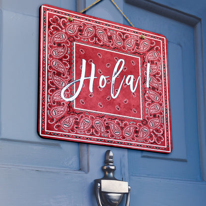 Red Denim Bandana Door Signs