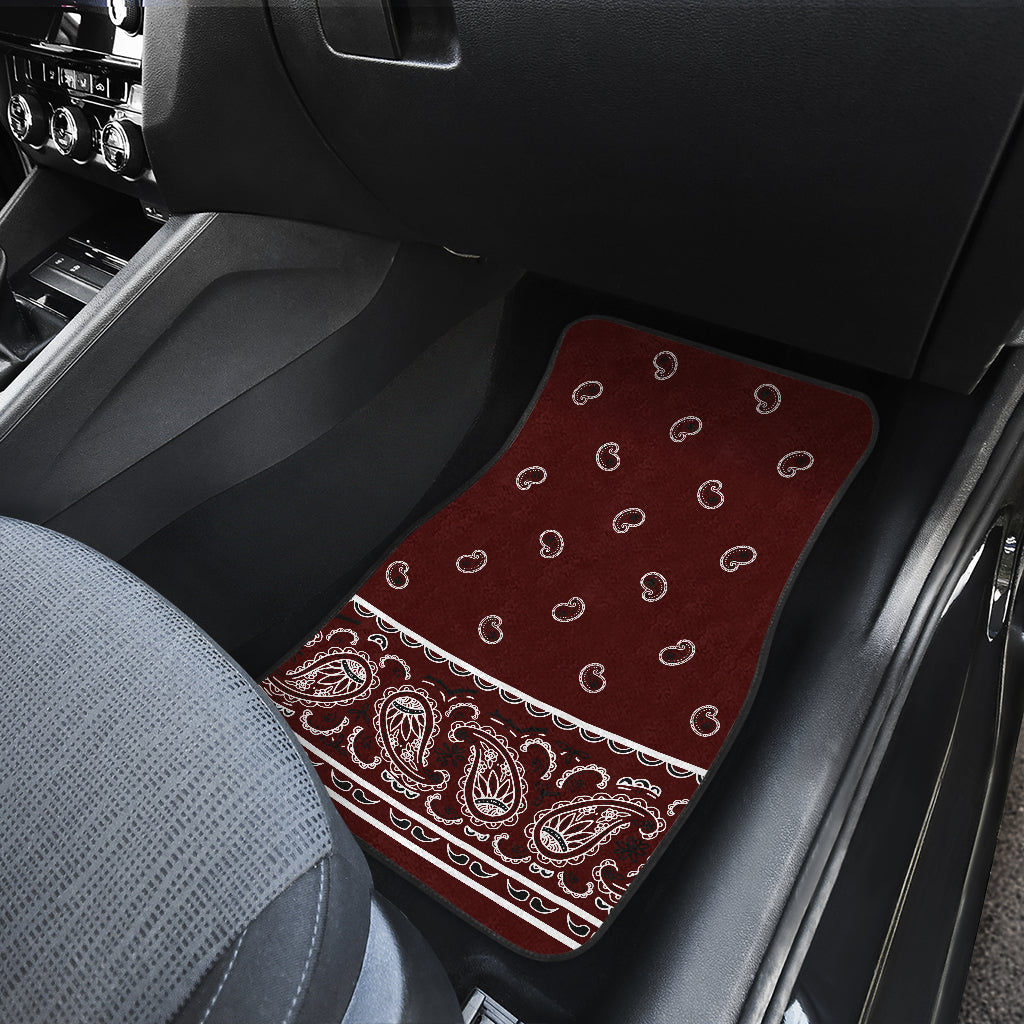 Quad Burgundy Bandana Car Mats - Fancy