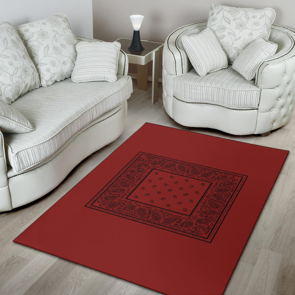 Red with Black Bandana Area Rugs - Minimal