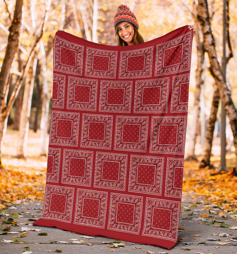 Red Bandana Patch Throw Blanket