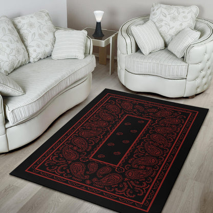 Black and Red Bandana Area Rugs - Fitted