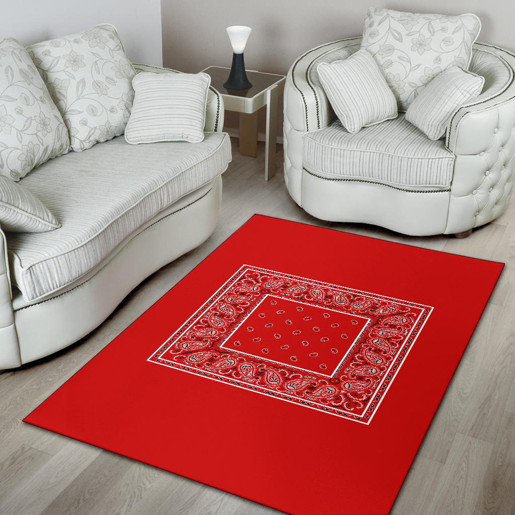 Western Red Bandana Area Rug - Minimal