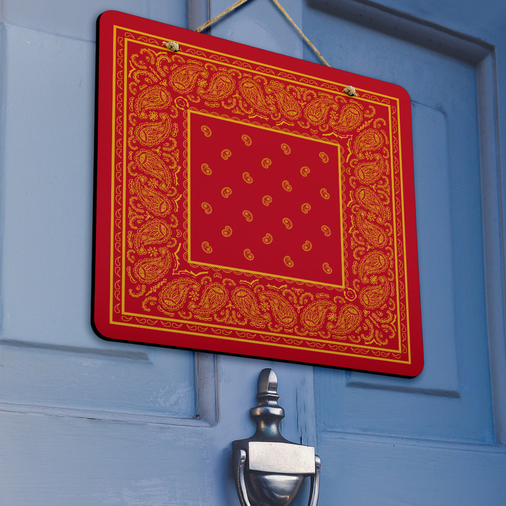 Welcome Red and Gold Bandana Sign