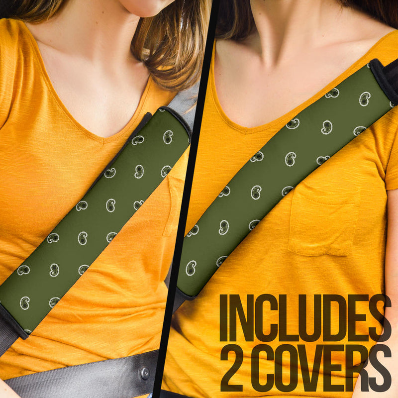Army Green Bandana Seat Belt Covers - 3 Styles